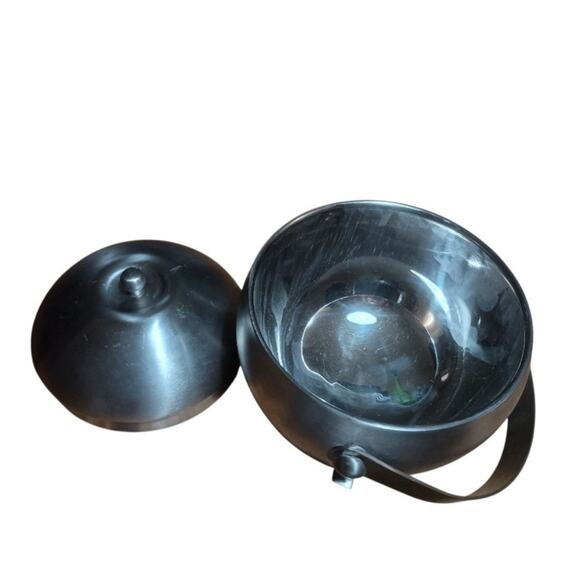 Vintage Mid Century 2 Piece Brushed Steel Double Wall Ice Bucket With Handle - Picture 5 of 7